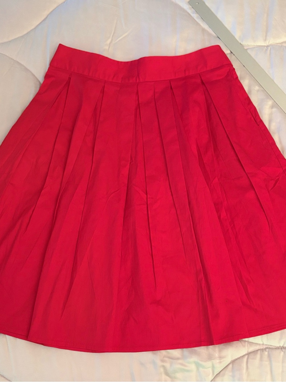 Red Pleated Women's Skirt